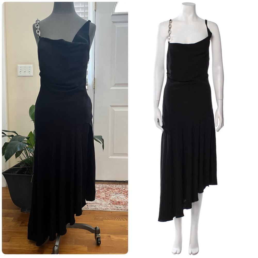 Giuseppe Di Morabito Asymmetric Hem Side High Slit Rhinestone Strap Dress 00 - Picture 14 of 14
